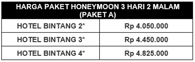 Paket Honeymoon Lombok 3 Hari 2 Malam Honeymoon 3H2M A