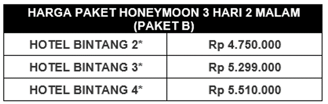 Paket Honeymoon Lombok 3 Hari 2 Malam Honeymoon 3H2M B