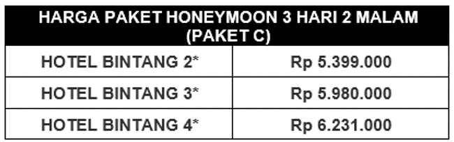 Paket Honeymoon Lombok 3 Hari 2 Malam Honeymoon 3H2M C