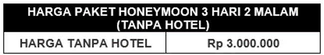 Paket Honeymoon Lombok 3 Hari 2 Malam Honeymoon 3H2M Tanpa Hotel