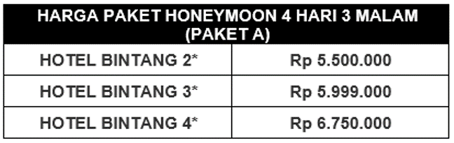 Paket Honeymoon Lombok 4 Hari 3 Malam Honeymoon 4H3M A