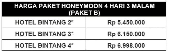 Paket Honeymoon Lombok 4 Hari 3 Malam Honeymoon 4H3M B