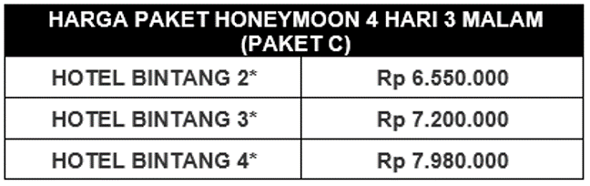 Paket Honeymoon Lombok 4 Hari 3 Malam Honeymoon 4H3M C