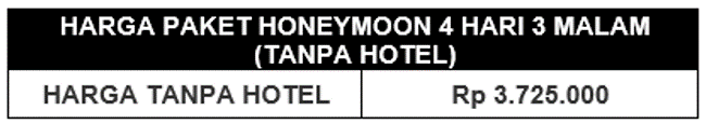 Paket Honeymoon Lombok 4 Hari 3 Malam Honeymoon 4H3M Tanpa Hotel